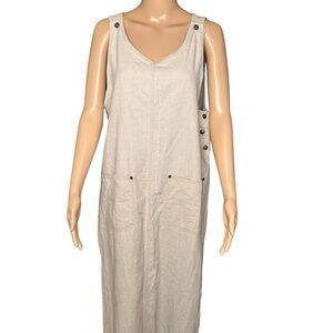 🩷Expressions linen Oatmeal Women Overall dress Goblincore Granola girl size M